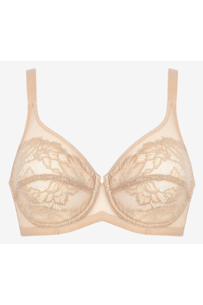 Infiore Sutien moale, INFIORE, 80C UE, bej, cu sarma, dantela cu broderie flo...