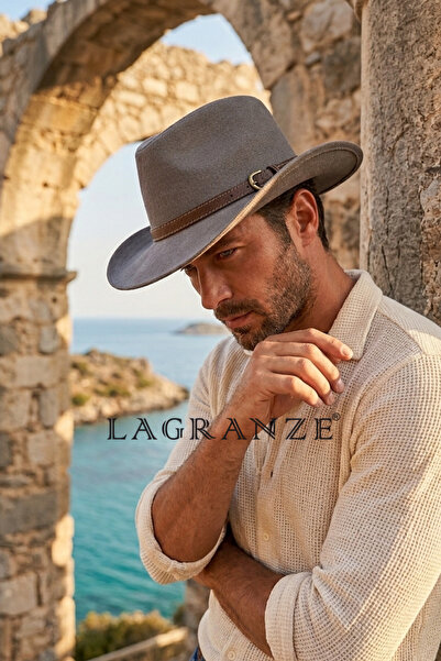 LAGRANZE Special Design Men's Cowboy Hat with Belt Buckle