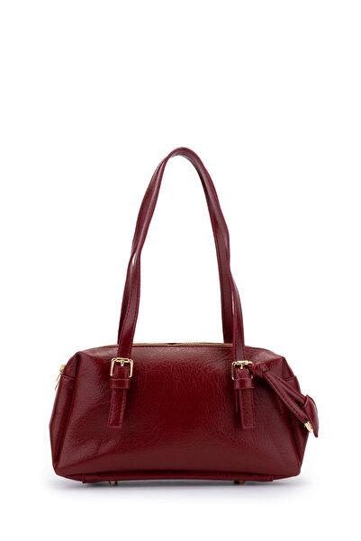 minebag Double Compartment Belt Detailed Women's Shoulder Bag Venus Claret Red
