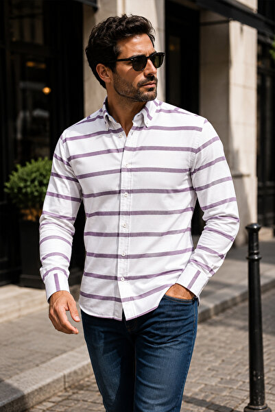 Beyome Cămașă pentru bărbați, slim fit, 100% bumbac, fără buzunare, cu guler ...