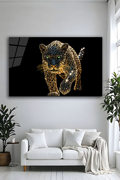 Parıltı Yayınları Gold Işıltılı Leopar Pırlanta Efektli Görselli Tablo Dekora...