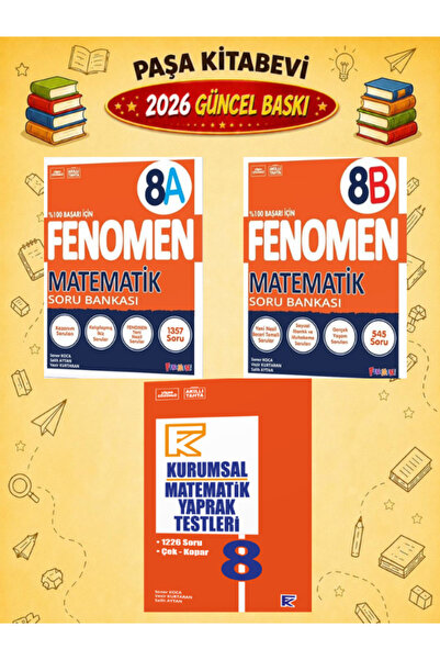 Fenomen Yayıncılık 8.Sınıf A -B Set Matematik Kurumsal Matematik Yaprak Testl...
