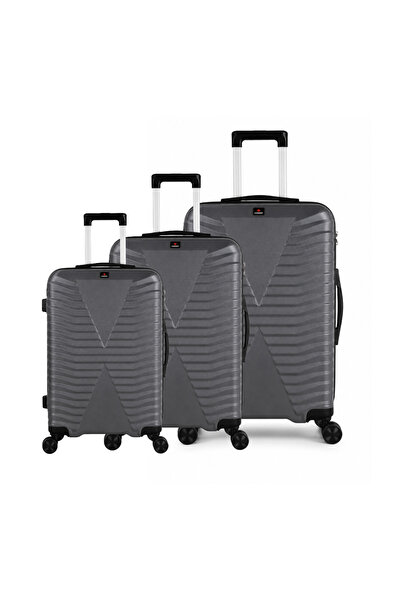 Ambest ABS 4-Wheel Hard Trolley Bag Set 017 – 3 Piece Grey, 20/24/28 Inches