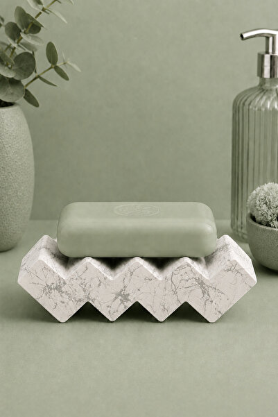 betonmall Marble pattern concrete solid soap dish with zigzag drain for bathr...