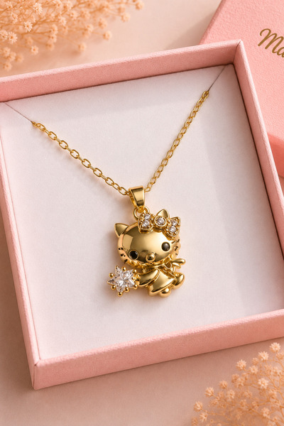 Mansura Hello Kitty Kolye Sevimli Kedi Figürlü Kadın Kolyesi Hediyelik