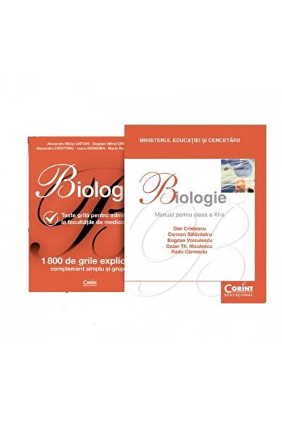 Editura Corint Pachet (2 carti) Biologie teste grila admitere med