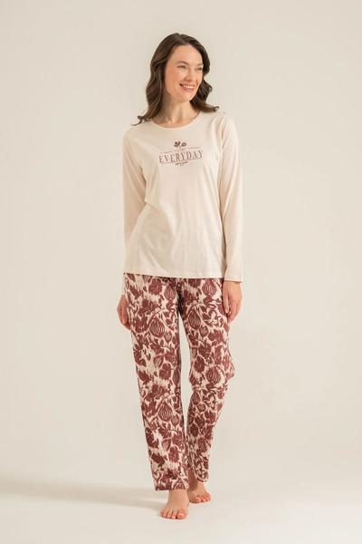 Pierre Cardin Women's Pajama Set, Combed Modal, 50% Cotton 50% Modal, Round N...