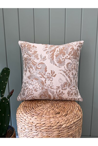 Decamor home Woven Fabric Beige Ecru Throw Pillow Cover