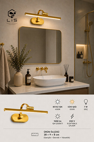 Genel Markalar Gold Elektrikli 6W Flüt Aplik Tablo Banyo Ayna Üstü Aydınlatma