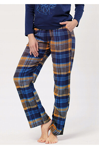 KEY Pijama dama 937 albastru inchis Flanel S