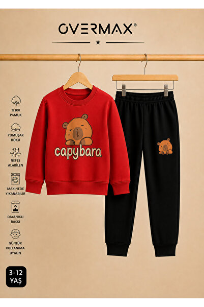 OVERMAX Capybara Printed Unisex Design Children's Tracksuit Set – Ages 3-12