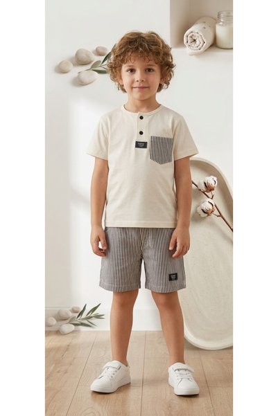 ARBİ kids Set din două piese pentru băieți, pantaloni scurți cu buzunare în d...