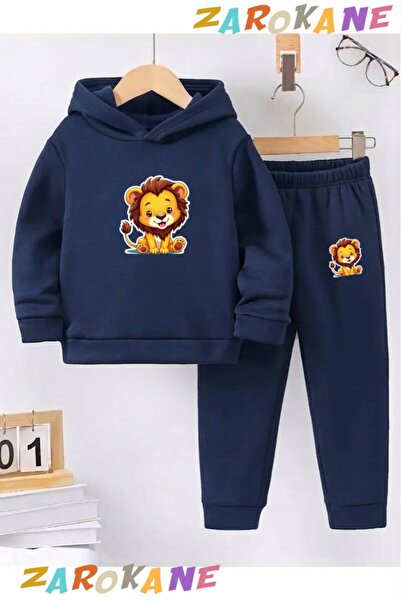 ZAROKANE Lion Cub Printed Winter Children's Hooded Cotton Insulated Tracksuit...
