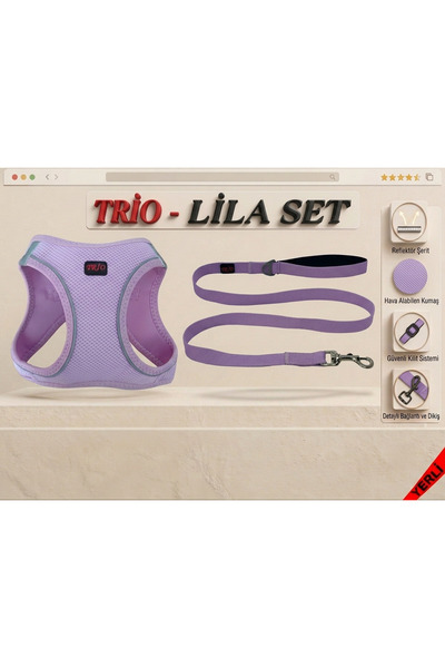 Trio Air -Mesh Küçük ve Orta Irk Kedi Köpek Göğüs Tasması Yumuşak, Nefes Alab...