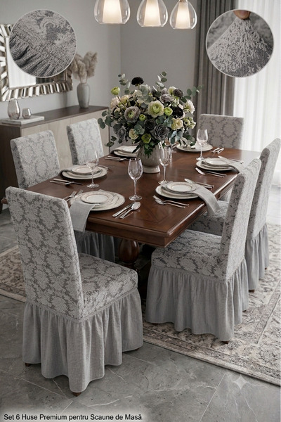 Sale4u Set 6 Huse Elastice pentru Scaune cu volanas Jacquard