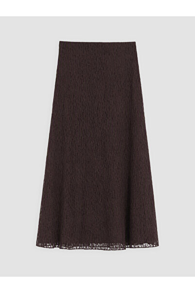 LC Waikiki Lcw Modest Brown Elastic Waist Lace A-Line Skirt