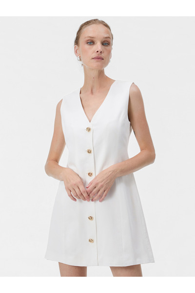 ORSAY Rochie cămașă scurtă de damă, croială în A, cu bretele, albă