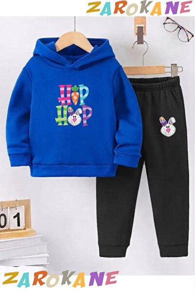 ZAROKANE Hiphop Rabbit Printed Winter Children's Hooded Cotton Insulated Trac...