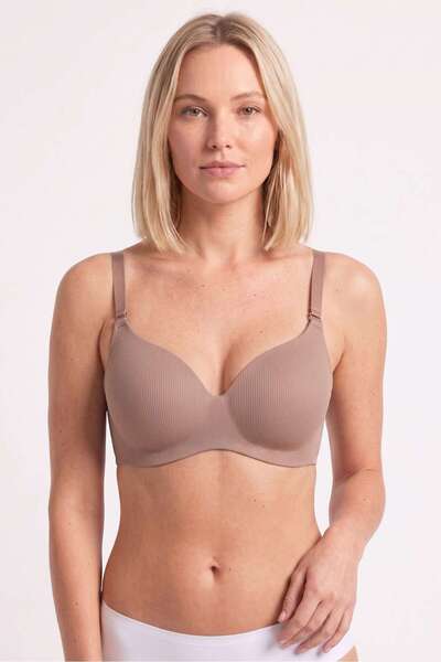 OBJE Women's Bronze Brown Seamless Laser Cut Bra