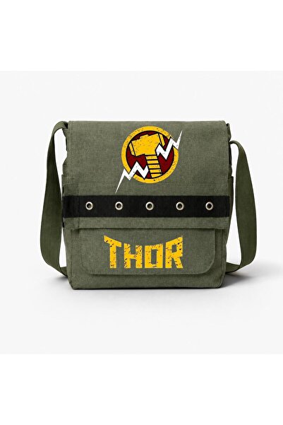 Minga London Khaki Thor Printed Round Eyelet Messenger Bag