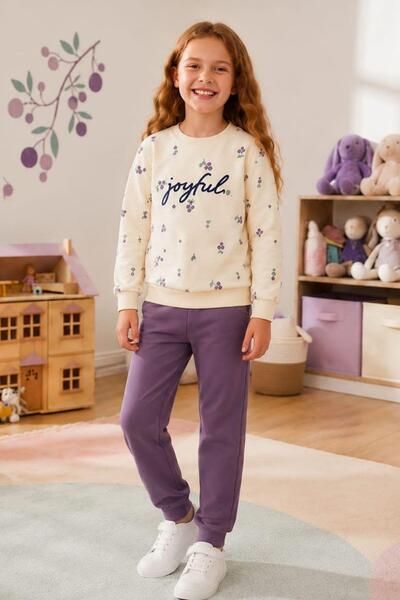Zaziko Kids Girl's Joyful Patterned School Daily Tracksuit Set Esf7034