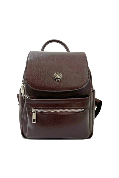 Sanmorris Brown Women's Medium Size Faux Leather Backpack Snm1449