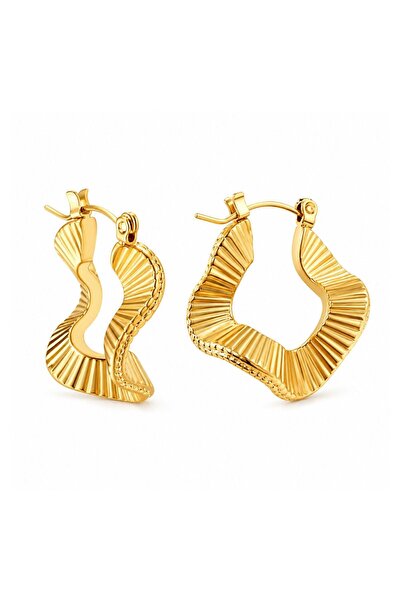 Bijuteria SORELLY Cercei placați cu aur de 14k, cu design tip cerc ondulat, d...