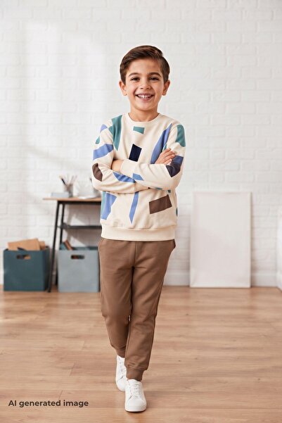 Pina Kids Boy's Geometric Patterned School Daily Tracksuit Set Esf7038
