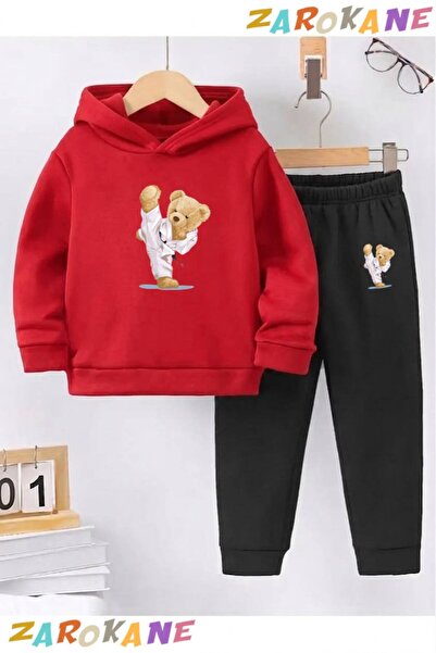 ZAROKANE Kareteci̇ Bear Printed Winter Children's Hooded Cotton Insulated Tra...