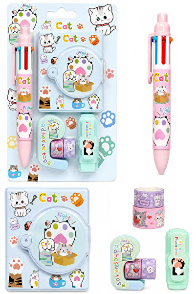 GLANCE Creative mini notebook stationery set with pen (cat)