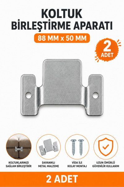 Dünya Sünger 2 Adet 88 MM x 50 MM Metal Koltuk Birleştirme Aparatı – Kanepe v...