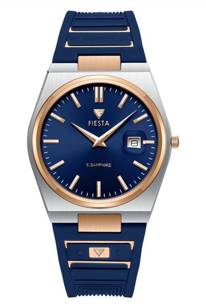 Fiesta Men's F601055 Sapphire Glass Calendar Navy Blue Dial Navy Blue Silicon...