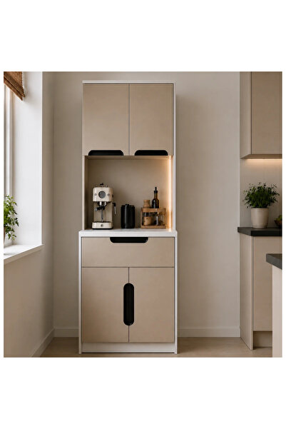 MOBİLYACIN Ledli Kahve Köşesi Dolabı - %100 MDF-80 CM