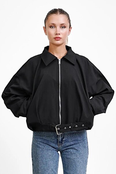 Jaglion Δερμάτινο μπουφάν ZR Γυναικείο Bomber Premium Suede Μαύρο