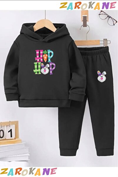 ZAROKANE Hiphop Rabbit Printed Winter Children's Hooded Cotton Insulated Trac...