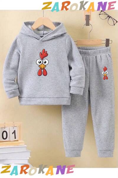ZAROKANE Şaşkin Horoz Printed Winter Children's Hooded Cotton Insulated Track...