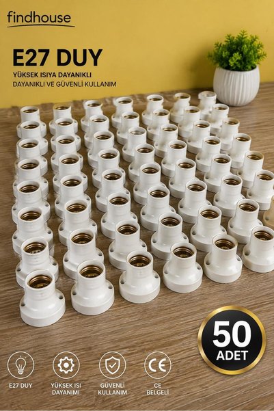 Bulika 50 ADET E27 Tavan Duyu , 100 ADET Dübel ve 100 ADET Duy , Vida , Dübel , Nalbur , Elektrik