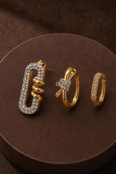 New Obsessions 3-Piece Steel Paperclip Model Earrings