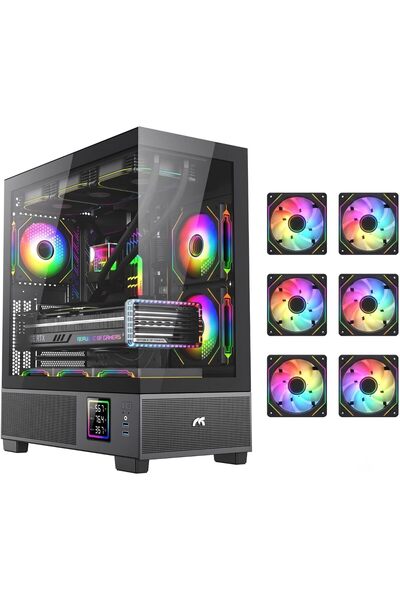Tortox Nimbus Prime ATX/M-ATX/ITX Gaming PC Case with Digital Temperature Dis...