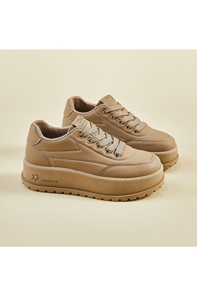 dorbe Women's Brown Platform Lace-Up Sneakers