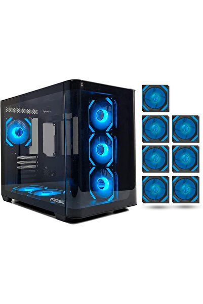 Tortox Corvo ATX / M-ATX / ITX Gaming PC Case with 7 PWM ARGB 120mm Fans, 360...