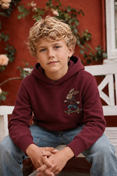 ESİLA KİDS Boy's Hooded Printed Sweatshirt – Casual Hoodie with Kangaroo Pocket