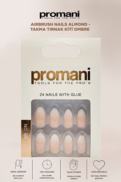 Promani Airbrush Nails Almond - Takma Tırnak Kiti Ombre