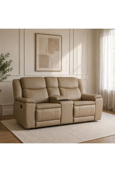 Danube Home Aurevo 2 Seater Faux Leather Recliner With Console And Storage + ...