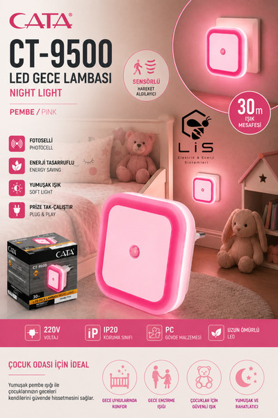 CT-9500 Fotoselli Led Gece Lambası Priz Tipi Sensörlü