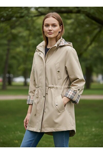 VETRE Women's Plus Size Spring Beige Trench Coat 80 cm