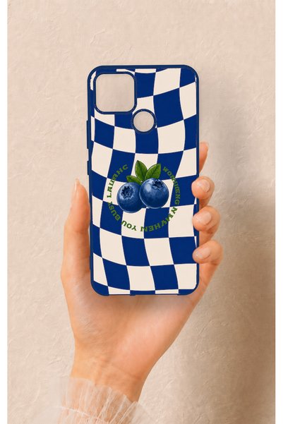 Vip Case Realme C25 Compatible Blueberry Patterned Silicone Case