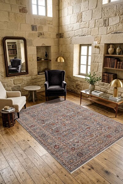 Karmen Halı Focus FO002G Gri Vintage Modern Salon Koridor Yatak ve Oturma Odası Halısı