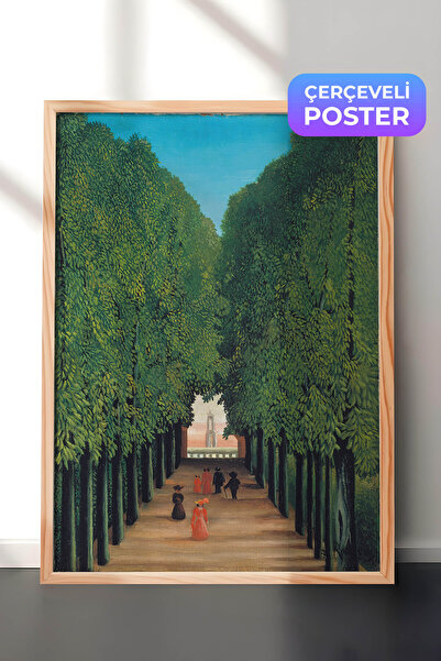 Zestia Pictură murală Henri Rousseau cu ramă din lemn, Drum cu copaci în parc...