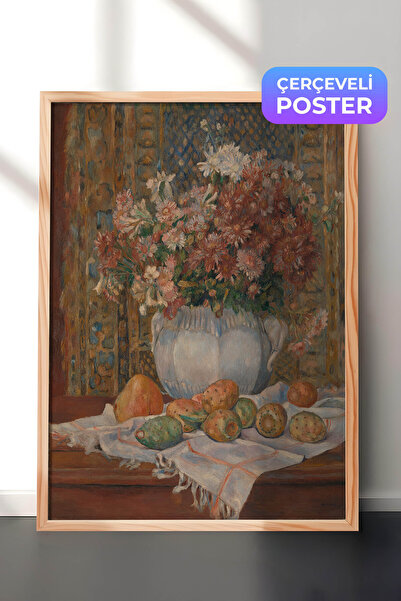 Zestia Pictură murală de Pierre Auguste Renoir, cu ramă din lemn, natură moar...